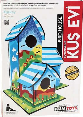 AHŞAP BOYAMA KUŞ EVİ 3 lü