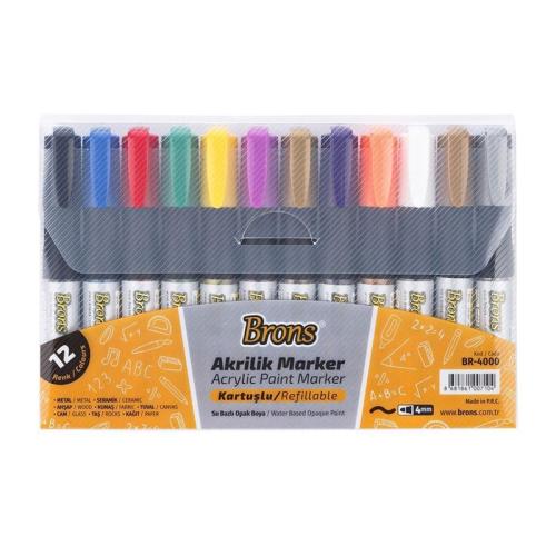 BRONS AKRİLİK MARKER KALEM 12 li TAKIM