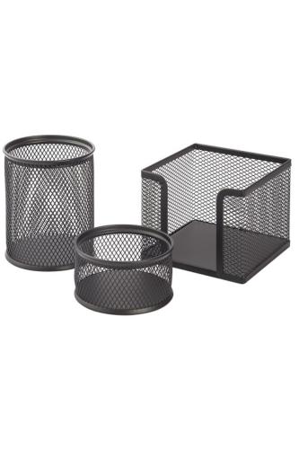 KRAF 3 LÜ MASA ÜSTÜ KALEMLİK SETİ PERFORE - SİYAH 470G