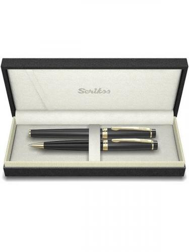 SCRİKSS 38DOLMA & TÜKENMEZ KALEM SETİ Siyah Altın