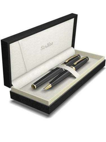 SCRİKSS 38DOLMA & TÜKENMEZ KALEM SETİ Siyah Altın